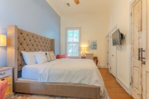 Guest room at The Kendall, a historic 1859 boutique inn in Boerne, TX