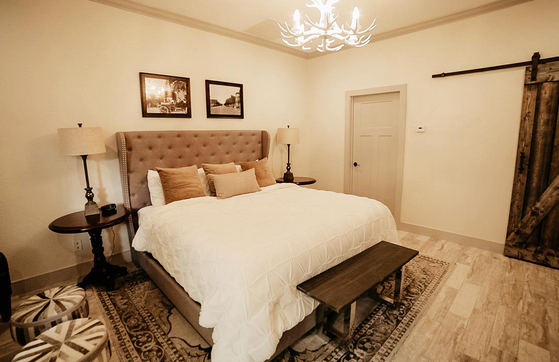 Guest room at The Kendall, a historic 1859 boutique inn in Boerne, TX