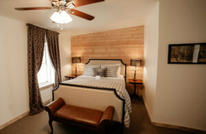 Guest room at The Kendall, a historic 1859 boutique inn in Boerne, TX