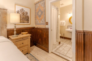 Guest room at The Kendall, a historic 1859 boutique inn in Boerne, TX