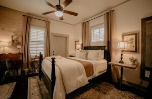 Guest room at The Kendall, a historic 1859 boutique inn in Boerne, TX