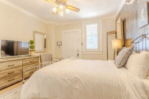 Guest room at The Kendall, a historic 1859 boutique inn in Boerne, TX