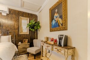 Guest room at The Kendall, a historic 1859 boutique inn in Boerne, TX